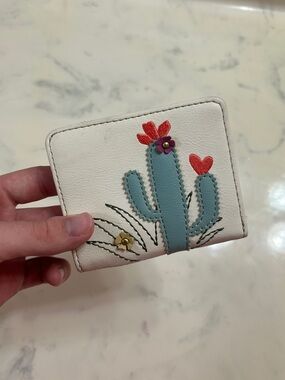 Relic Cream Wallet with Teal Cactus and Red Floral Accents